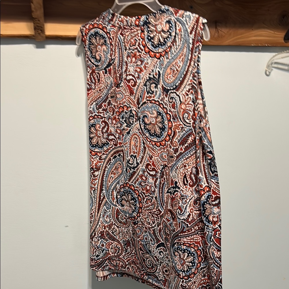 Paisley Print Sleeveless Dress - Multicolor